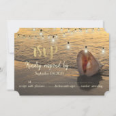 Strand zonsondergang,Sliert lichten Schelp RSVP Kaart (Voorkant)