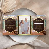 Strand Zonsondergang String Licht Alles in één fot Drieluik Uitnodiging