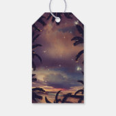 Strand Zonsondergang String Lights Palmen Bruiloft Cadeaulabel (Achterkant)