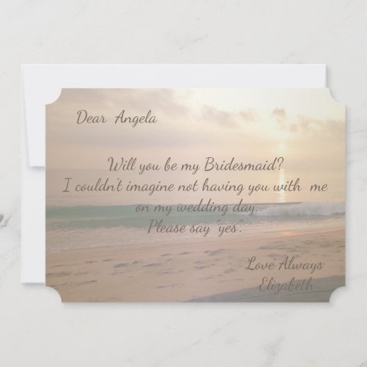 Strand Zonsondergang Trouwen, Plumeria Bruidsmeisj Kaart (Achterkant)