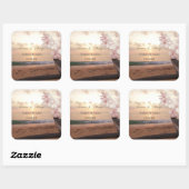 Strand Zonsondergang Trouwen,Plumeria Vierkante Sticker (Vel)