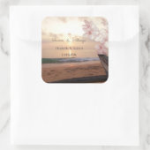 Strand Zonsondergang Trouwen,Plumeria Vierkante Sticker (Tas)