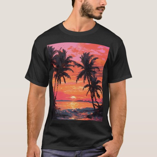Strand zonsondergang Tshirts (Voorkant)