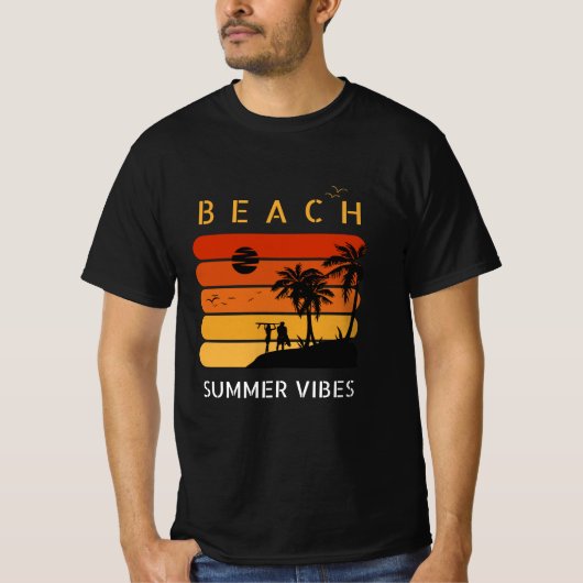 Strand zonsondergang vibes | Zomer Tropisch T-shir T-shirt (Voorkant)