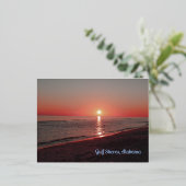 Strand zonsondergang water zand folie feestdagen briefkaart (Staand Voorkant)