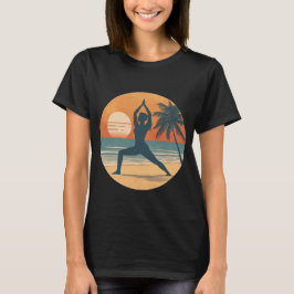 Strand Zonsondergang Yoga Silhouet | Kust Yogi Lev T-shirt