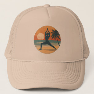 Strand Zonsondergang Yoga Silhouet   Kust Yogi Lev Trucker Pet