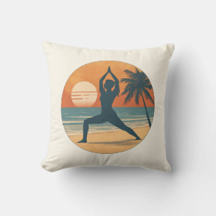 Strand Zonsondergang Yoga Silhouet Omkeerbare Ku Kussen