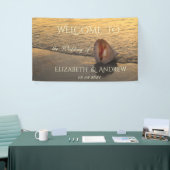 Strand Zonsondergang Zeeschelp Bruiloft Spandoek (Beurs)