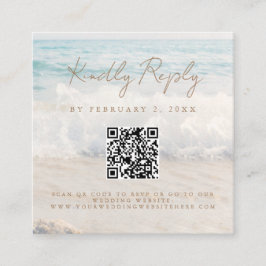 Strand Zonsondergang Zeezijde Trouw Scan Code RSVP Informatiekaartje