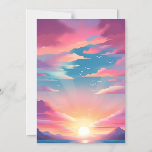 "Strand Zonsopgang: Pastel illustratie uitnodiging Magnetische Uitnodiging (Voorkant)