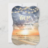 Strand zonsopgang slingerlicht schelp RSVP   Kaart (Voorkant)
