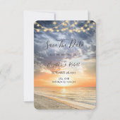 Strand Zonsopgang Slingerlichten Sla de datum op Save The Date (Voorkant)
