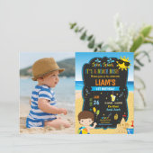 Strand Zwembad Verjaardagsfeest Jongens Zomer Foto Kaart (Staand voorkant)