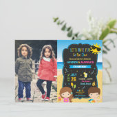 Strand Zwembad Verjaardagsfeest Tweeling Broers Br Kaart (Staand voorkant)