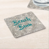 Strand zwerver water strand zand kartonnen onderzetters (Schuin)