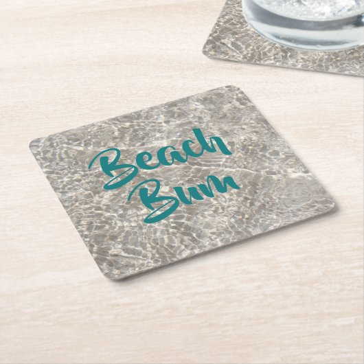 Strand zwerver water strand zand kartonnen onderzetters (Schuin)