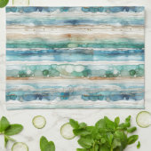 Strandachtige abstracte, alcoholische inktstrepen theedoek (Gevouwen)