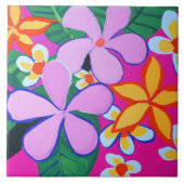 Strandachtige en moderne tropische bloemen op roze tegeltje (Voorkant)