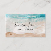 strandachtige Waterverf | Zee blauw, crème en brui Visitekaartje (Voorkant)