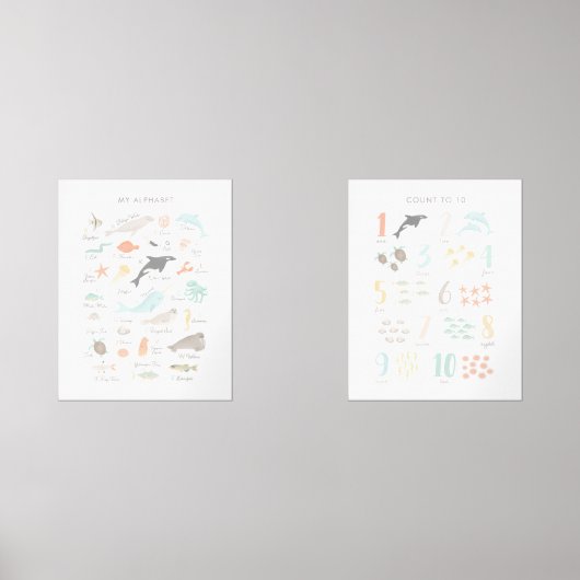 Strandalfabet en cijfers Wall Art Muurkunst Sets (Voorkant)