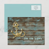 strandanker nautisch huwelijk save the date aankondigingskaart (Voorkant / Achterkant)