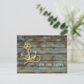 strandanker nautisch huwelijk save the date aankondigingskaart (Staand voorkant)