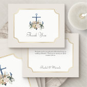 Strandanker nautische bruiloft bedankkaart