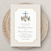 Strandanker nautische bruiloft folie uitnodiging