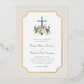 Strandanker nautische bruiloft folie uitnodiging (Voorkant)