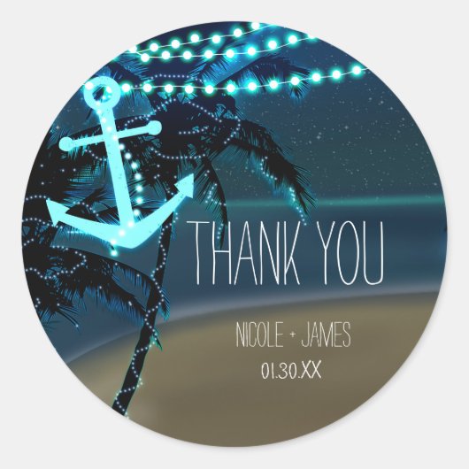 Strandanker & Palmbomen Trouwplezier Stickers (Voorkant)