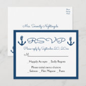 Strandanker Strand Marine Blauw Nautische Huwelijk Uitnodiging Briefkaart (Voorkant / Achterkant)