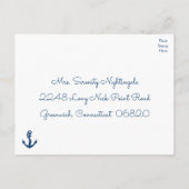 Strandanker Strand Marine Blauw Nautische Huwelijk Uitnodiging Briefkaart (Achterkant)