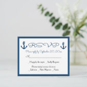 Strandanker Strand Marine Blauw Nautische Huwelijk Uitnodiging Briefkaart (Staand voorkant)