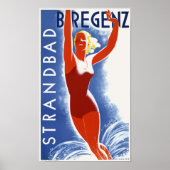 Strandbad Bregenz Austria Vintage Poster 1935 (Voorkant)