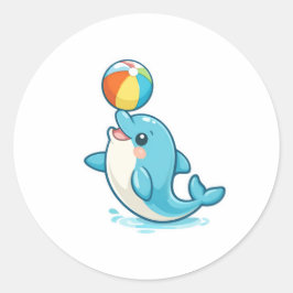 Strandbal Dolfijn Ronde Sticker