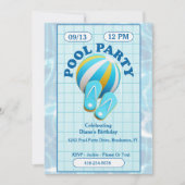 Strandbal en Teenslippers zwembad verjaardagsfeest Kaart (Voorkant)