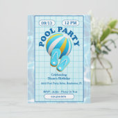 Strandbal en Teenslippers zwembad verjaardagsfeest Kaart (Staand voorkant)