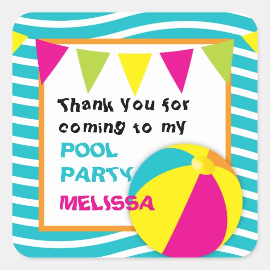 Strandbal / Zwembad Party Ronde Stickers (Voorkant)