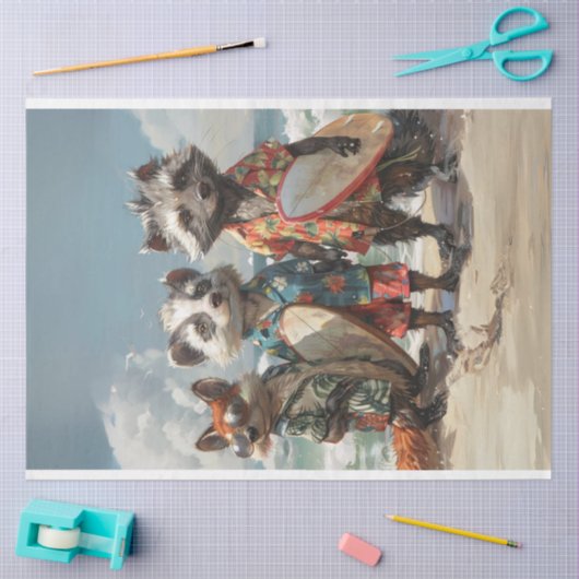 strandbandieten stinkdier, wasbeer, vos decoupage tissuepapier (Craft)