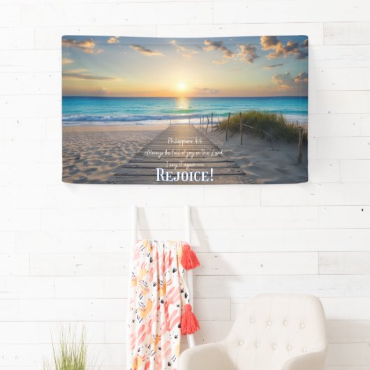 Strandbanner met Filippenzen 4:4 VERHEUG U! Spandoek (Insitu)