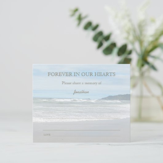 Strandbegrafenis Aanwezigheid Deel een Memory Kaar (Staand voorkant)