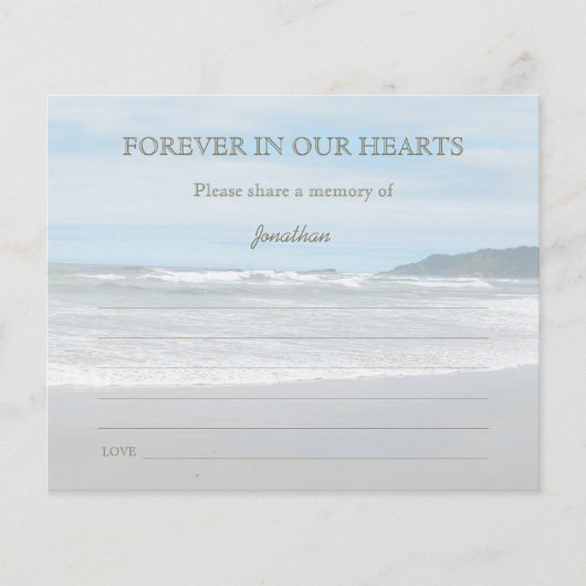 Strandbegrafenis Aanwezigheid Deel een Memory Kaar (Voorkant)