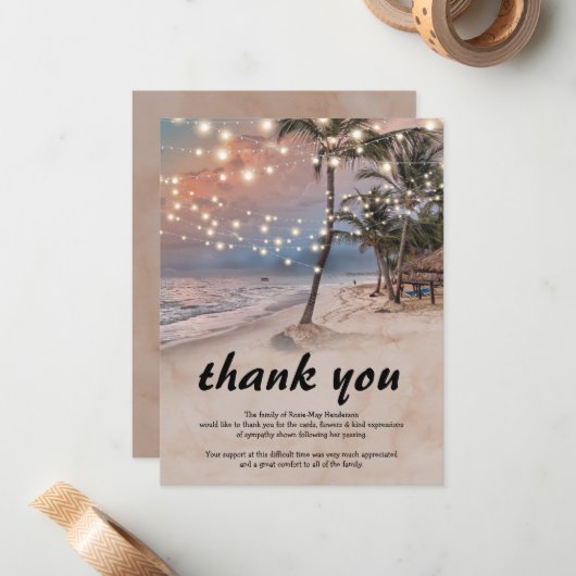 Strandbegrafenis Dank u Notitiekaartje (Voorkant / Achterkant in situ)