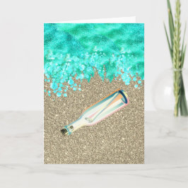 Strandbericht in fles kustlijn oceaanzand kaart