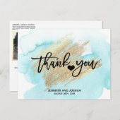 STRANDBESTEMMING Aqua Wedding Dank u | FOTO Briefkaart (Voorkant / Achterkant)