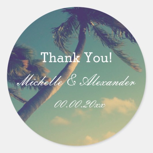 Strandbestemming bruiloft gunst stickers en zegels (Voorkant)
