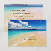 Strandbestemming Bruiloft met maaltijdoptie RSVP Kaartje (Voorkant / Achterkant)