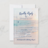 Strandbestemming Bruiloft Ocean Sunset Details RSVP Kaartje (Voorkant)