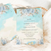 Strandbestemming Bruiloft Pampas Gras Blauw Bloeme Kaart